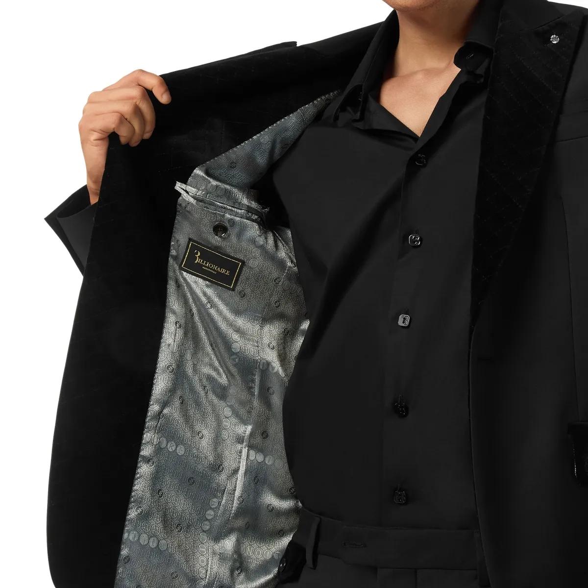 Eleganter Wollblazer mit Samtbesatz