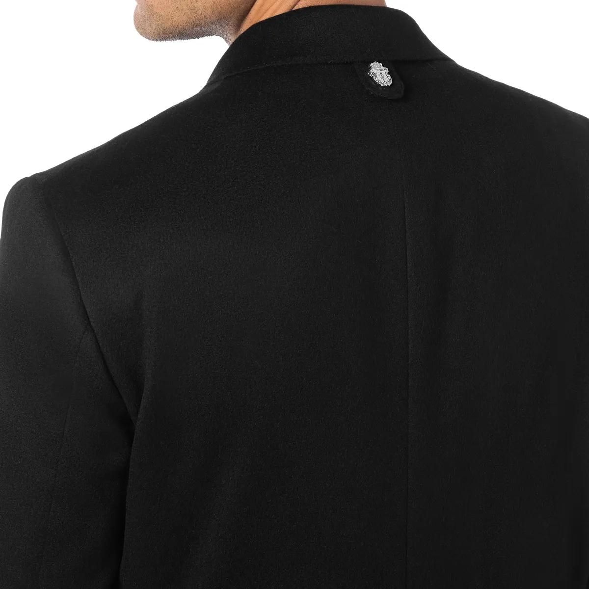 Eleganter einfarbiger Wollmantel in Schwarz