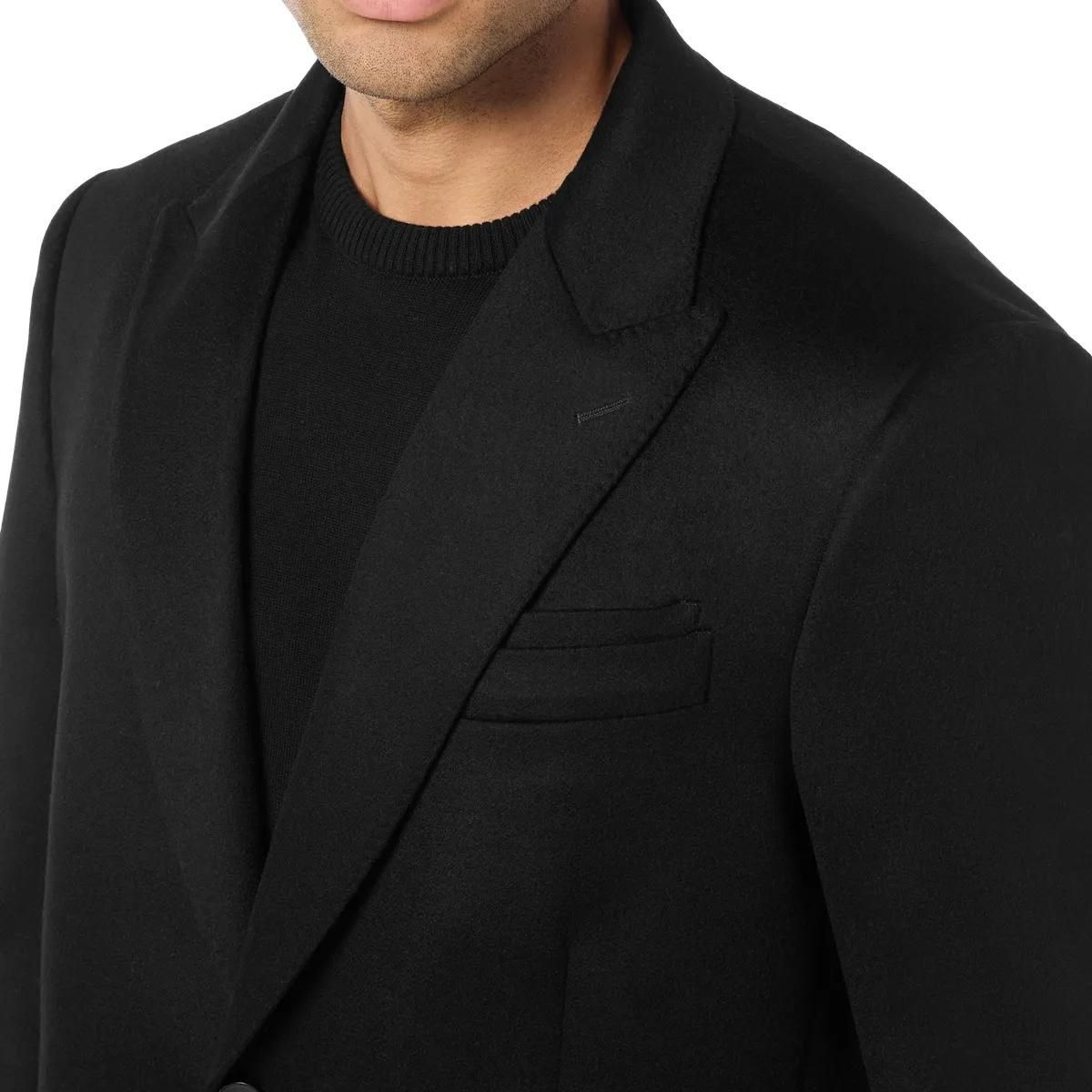 Eleganter einfarbiger Wollmantel in Schwarz