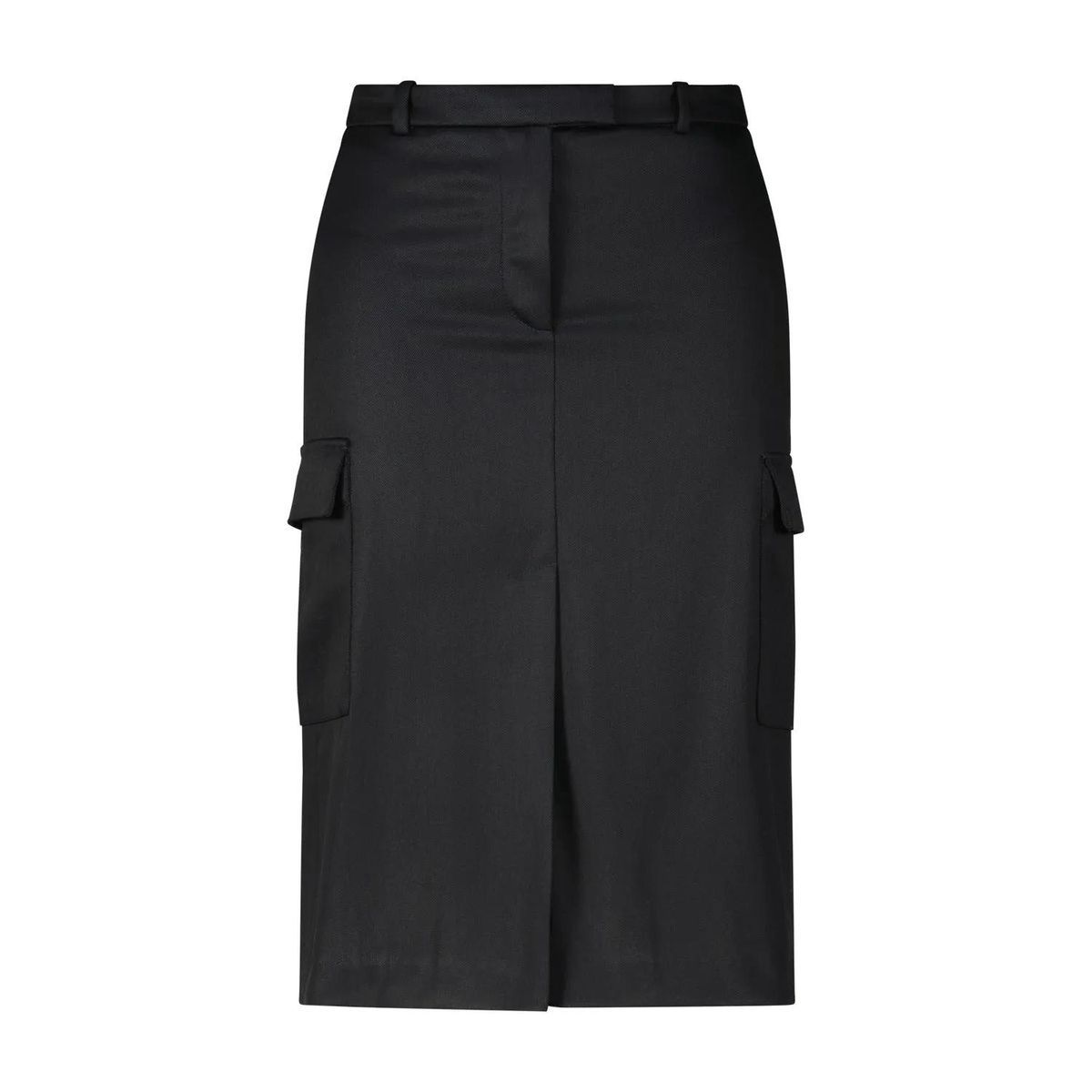 Schwarzer Midi-Rock aus Wollmischung