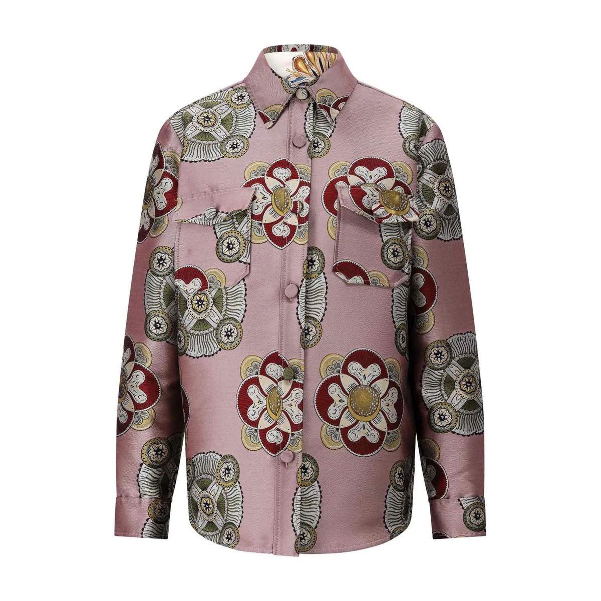 Overshirt mit floralem Muster und Taschen