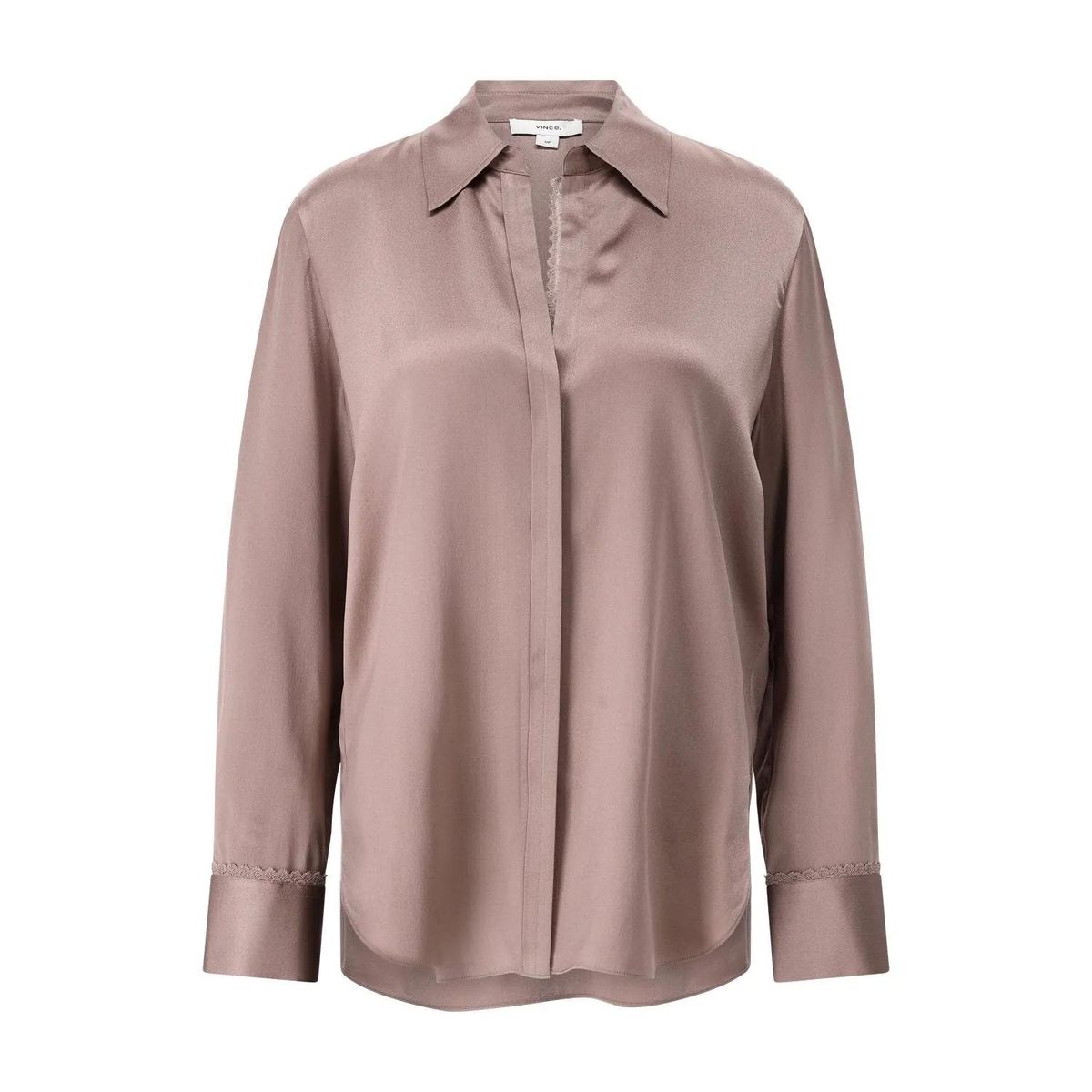 Fließende Seidenbluse mit Spitzendetails