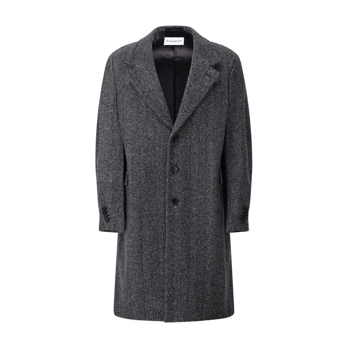 Oversize-Mantel mit Fischgrätenmuster aus Wollmischung