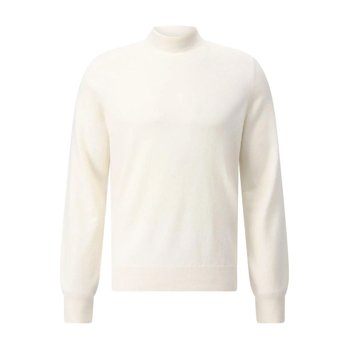 Cremefarbener Slim-Fit-Pullover mit Stehkragen