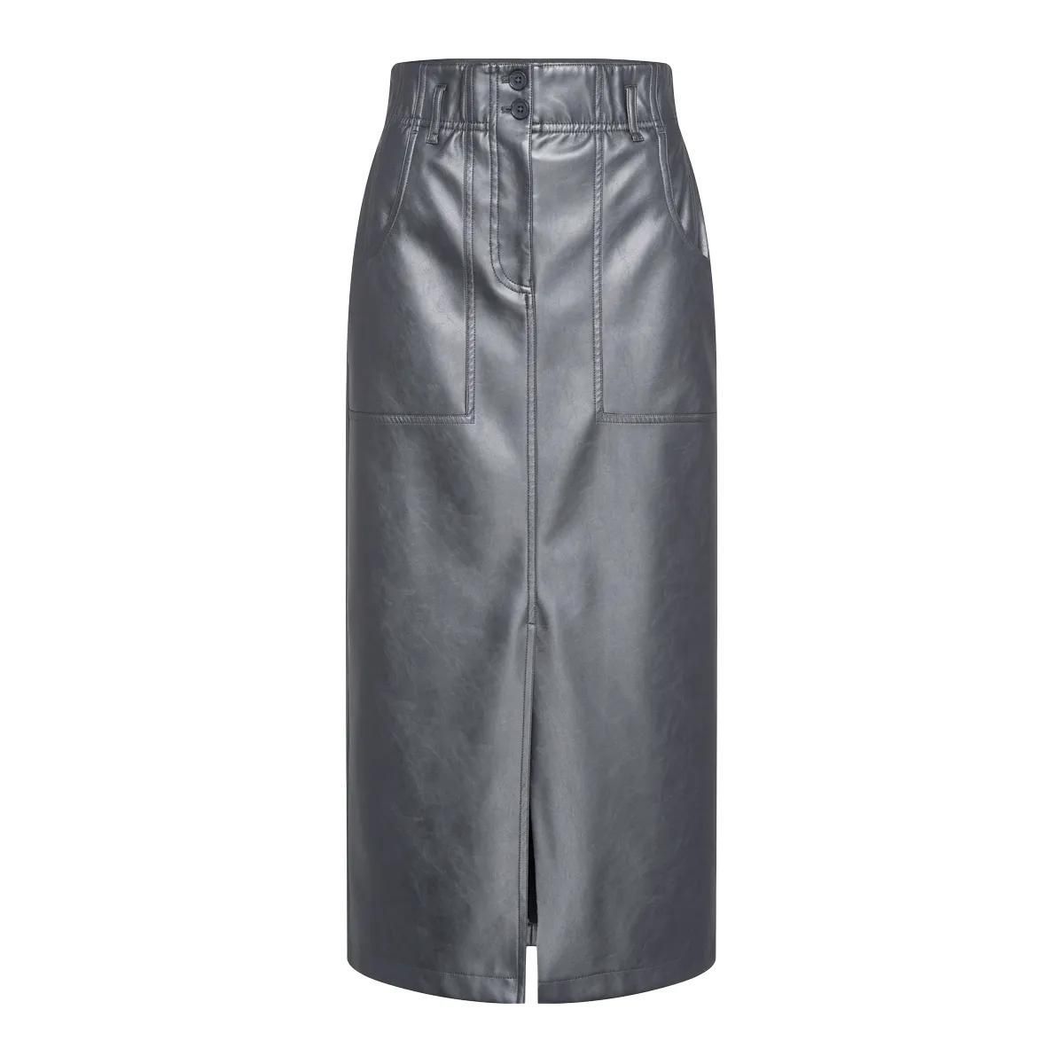 Edgy veganer Leder-Midi-Rock