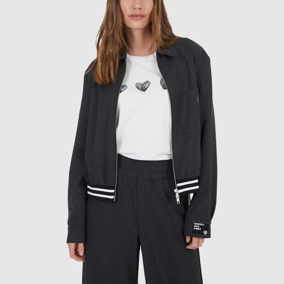 Flanell Jacke mit Reißverschluss und Logo-Details