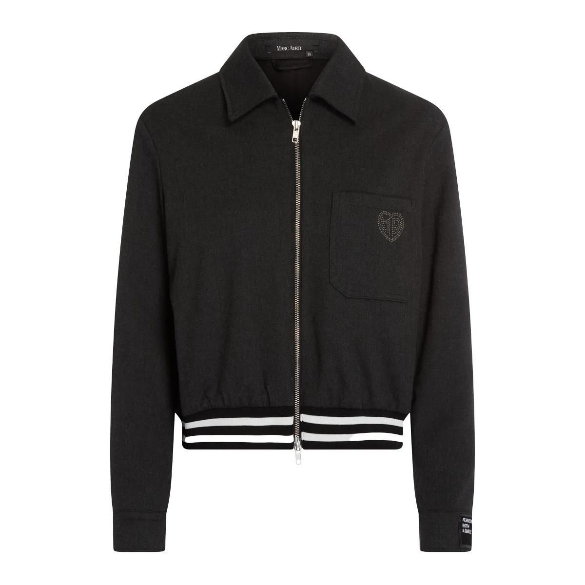 Flanell Jacke mit Reißverschluss und Logo-Details