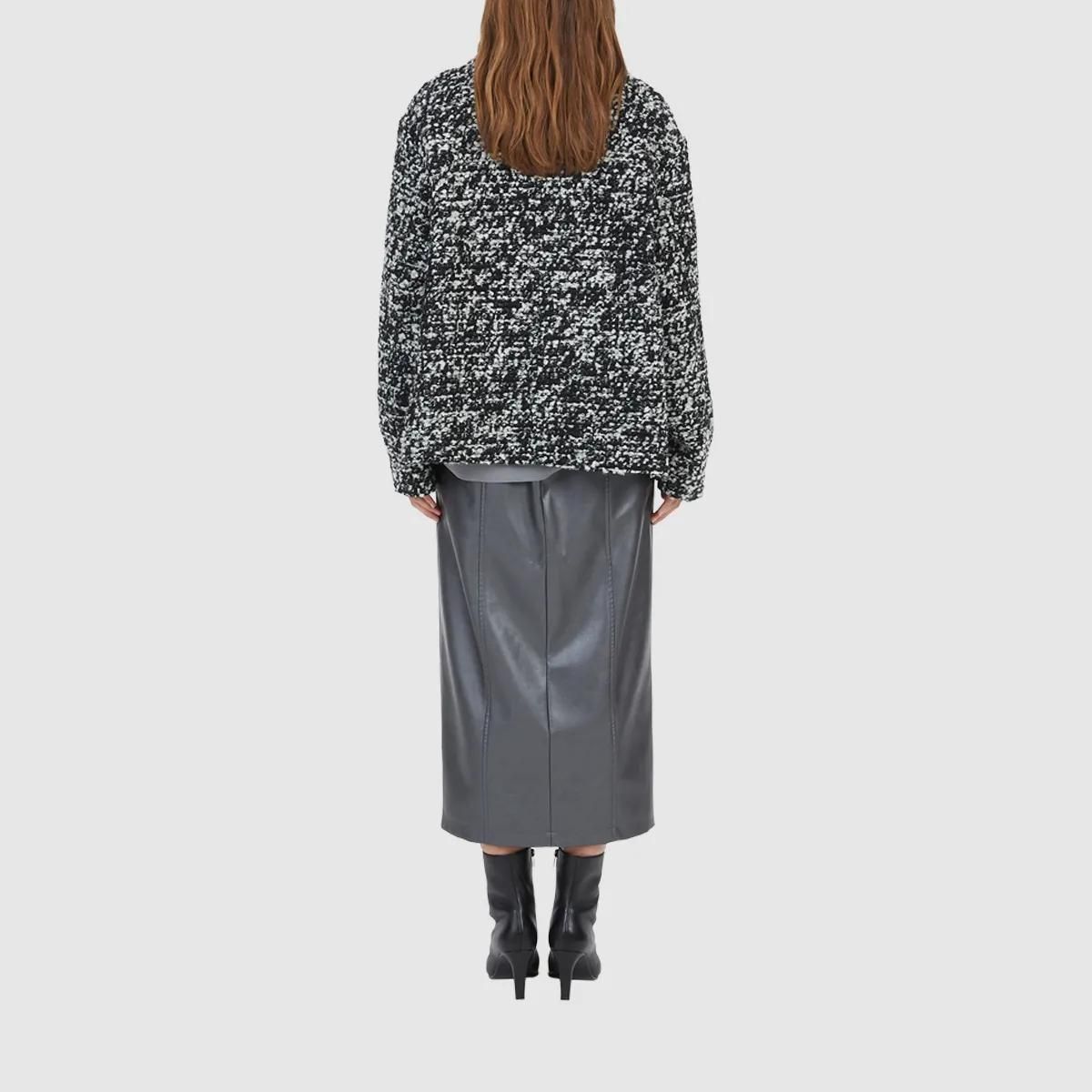 Schwarz-weiße Cabanjacke aus Bouclé