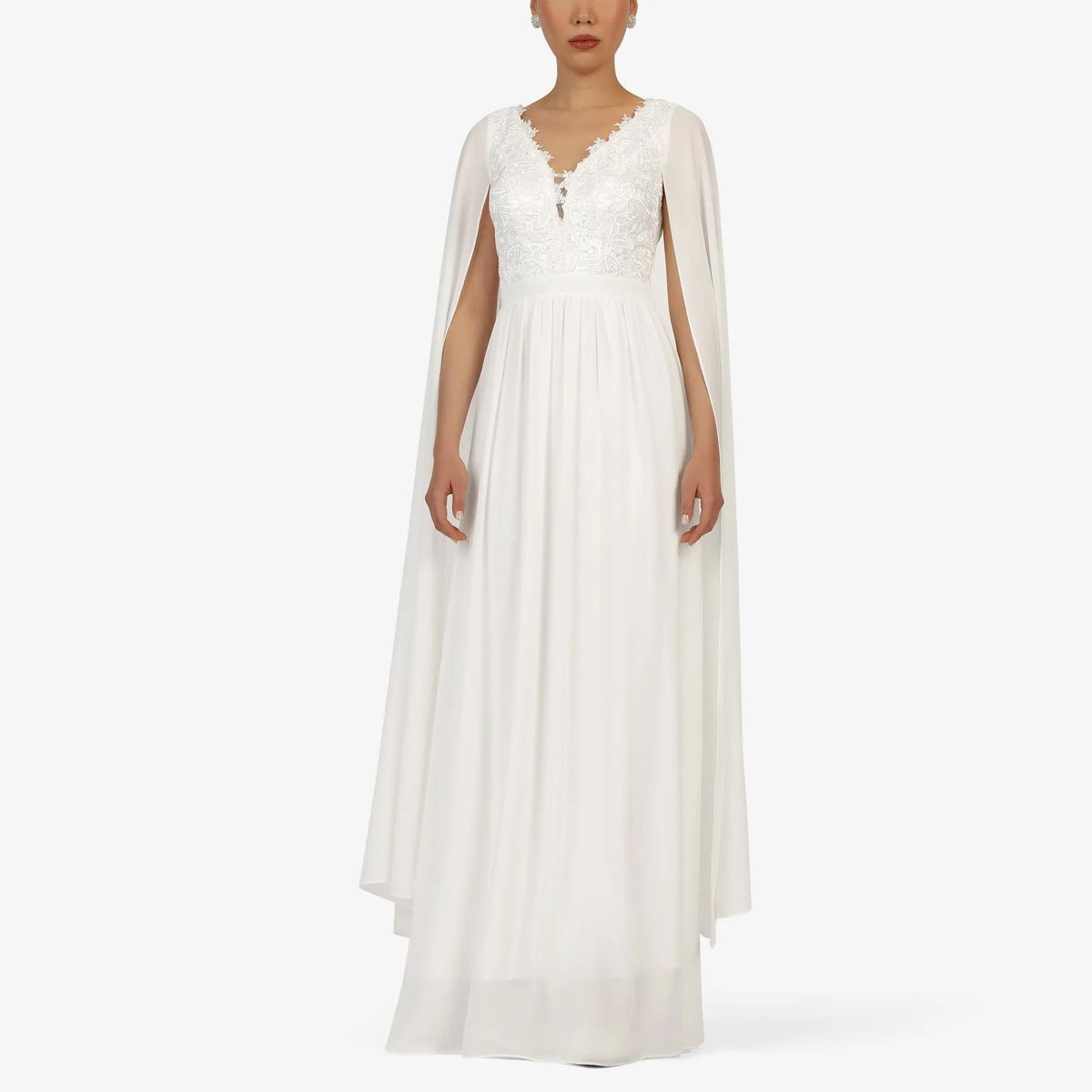 Elegantes A-Linien-Kleid mit Cape-Überwurf