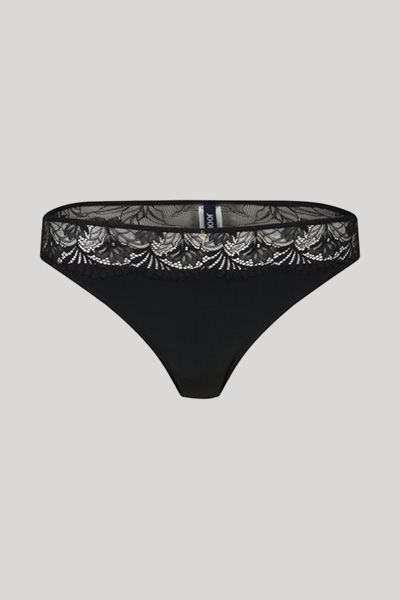 Jockey Beautiful schwarzer Spitzen-String mit floralem Design