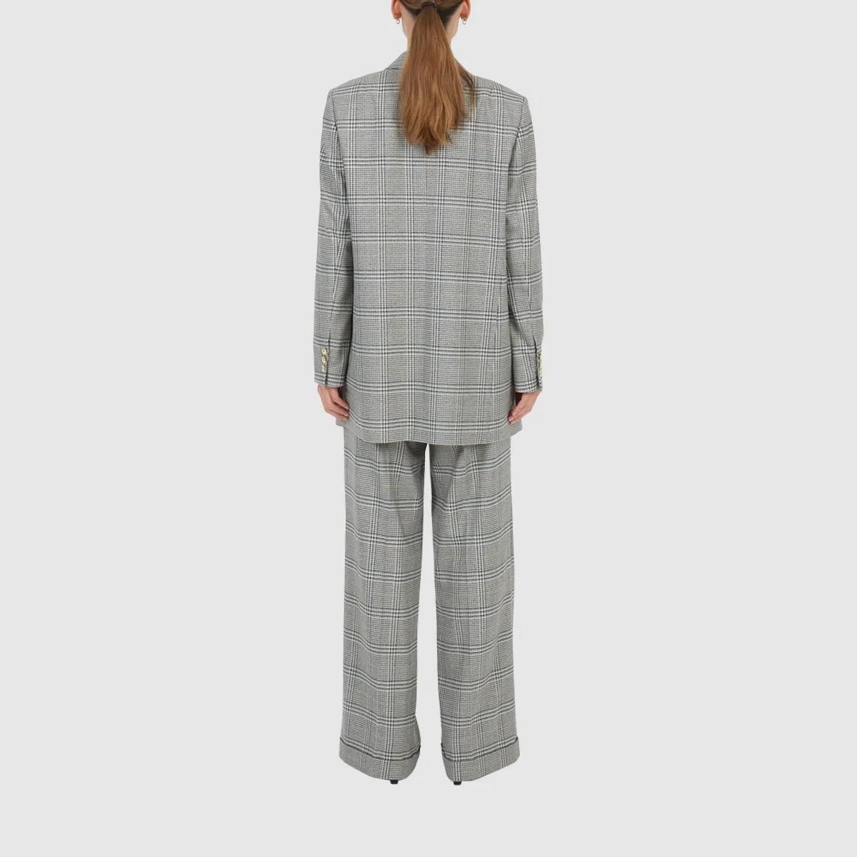 Karierter zweireihiger Blazer mit Taschen