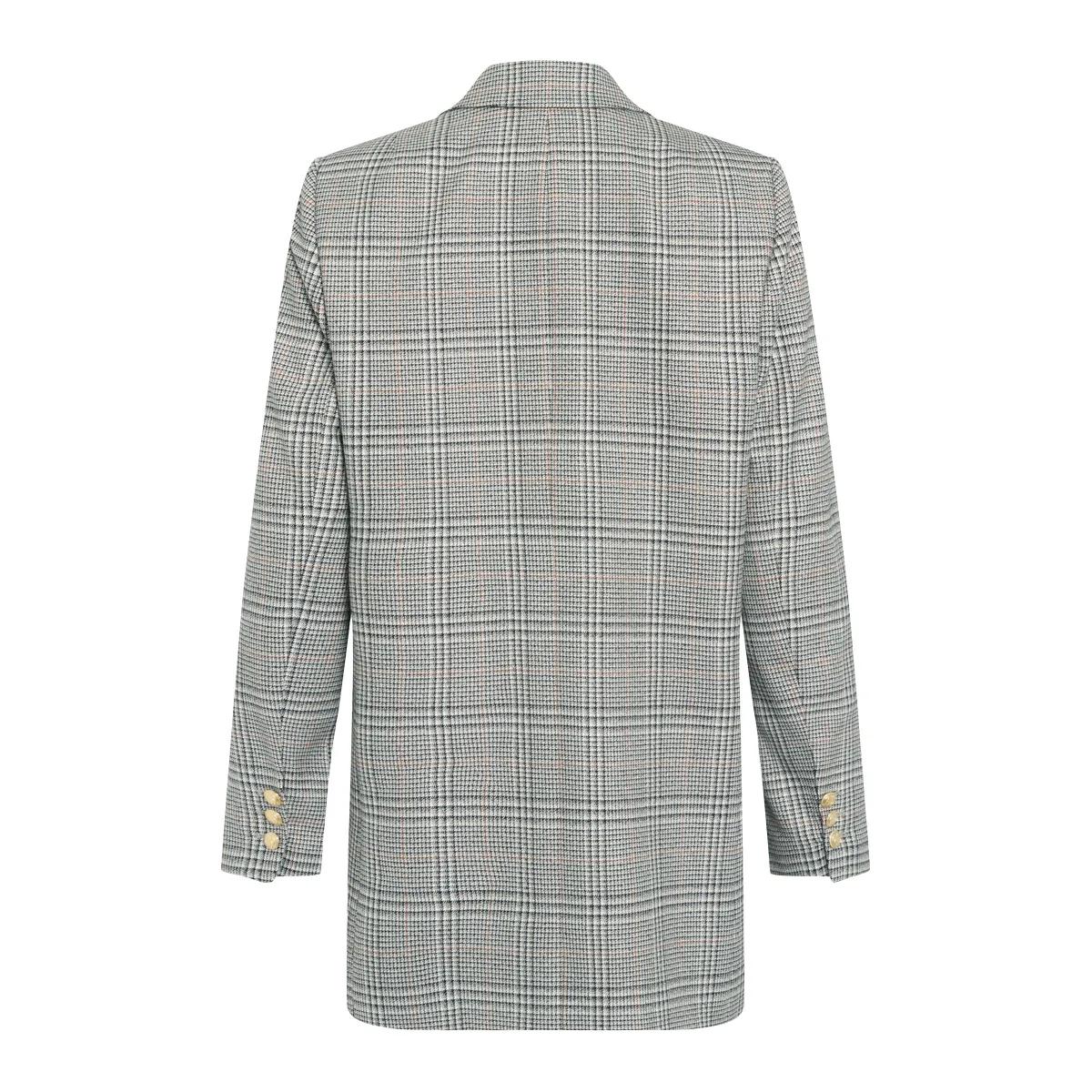 Karierter zweireihiger Blazer mit Taschen