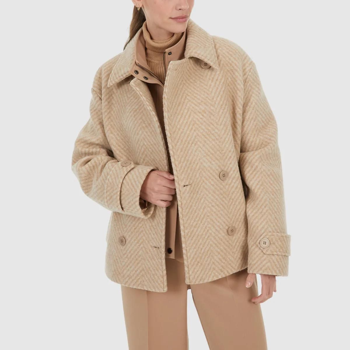 Oversize Cabanjacke mit Fischgratmuster