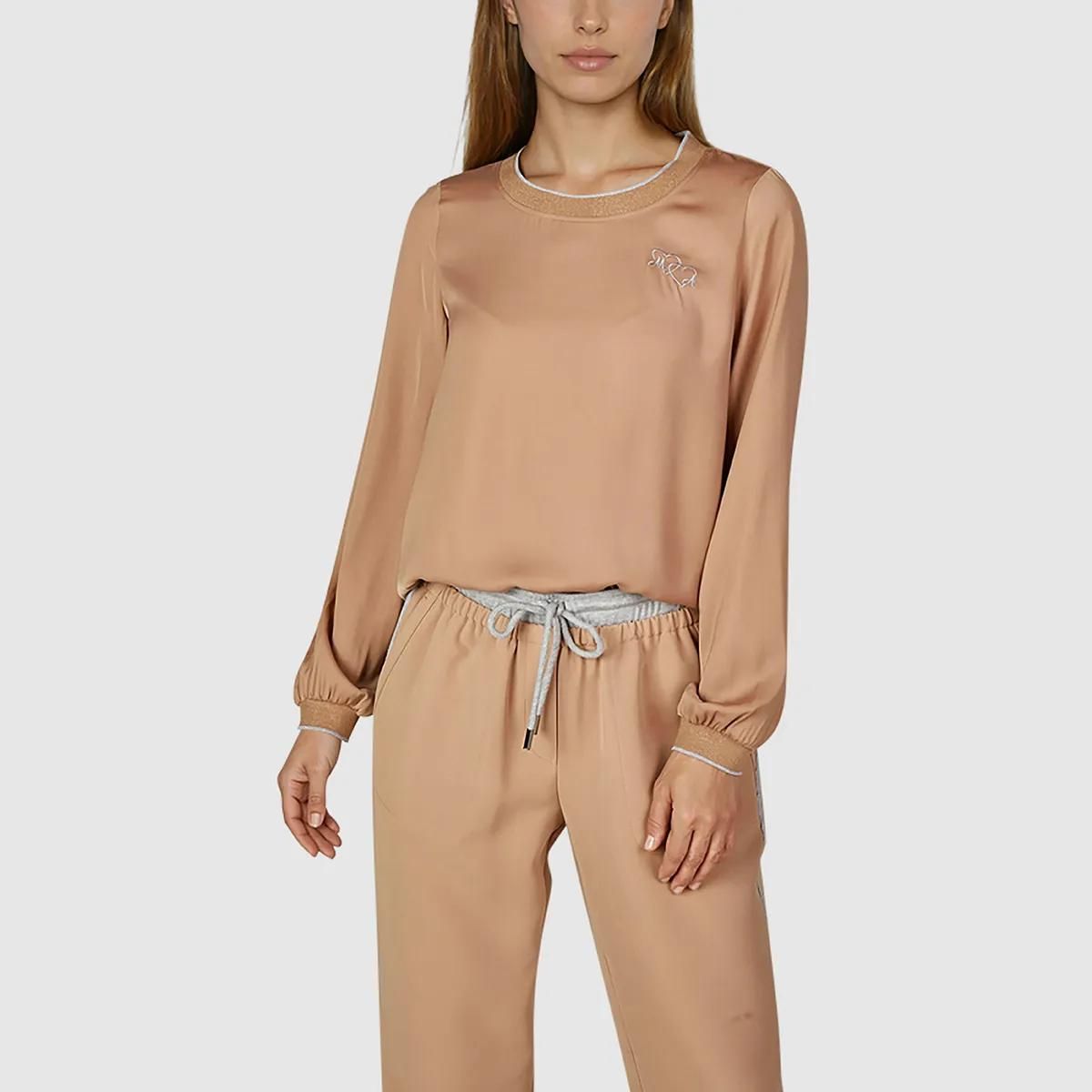 Elegante Langarm Satin Bluse