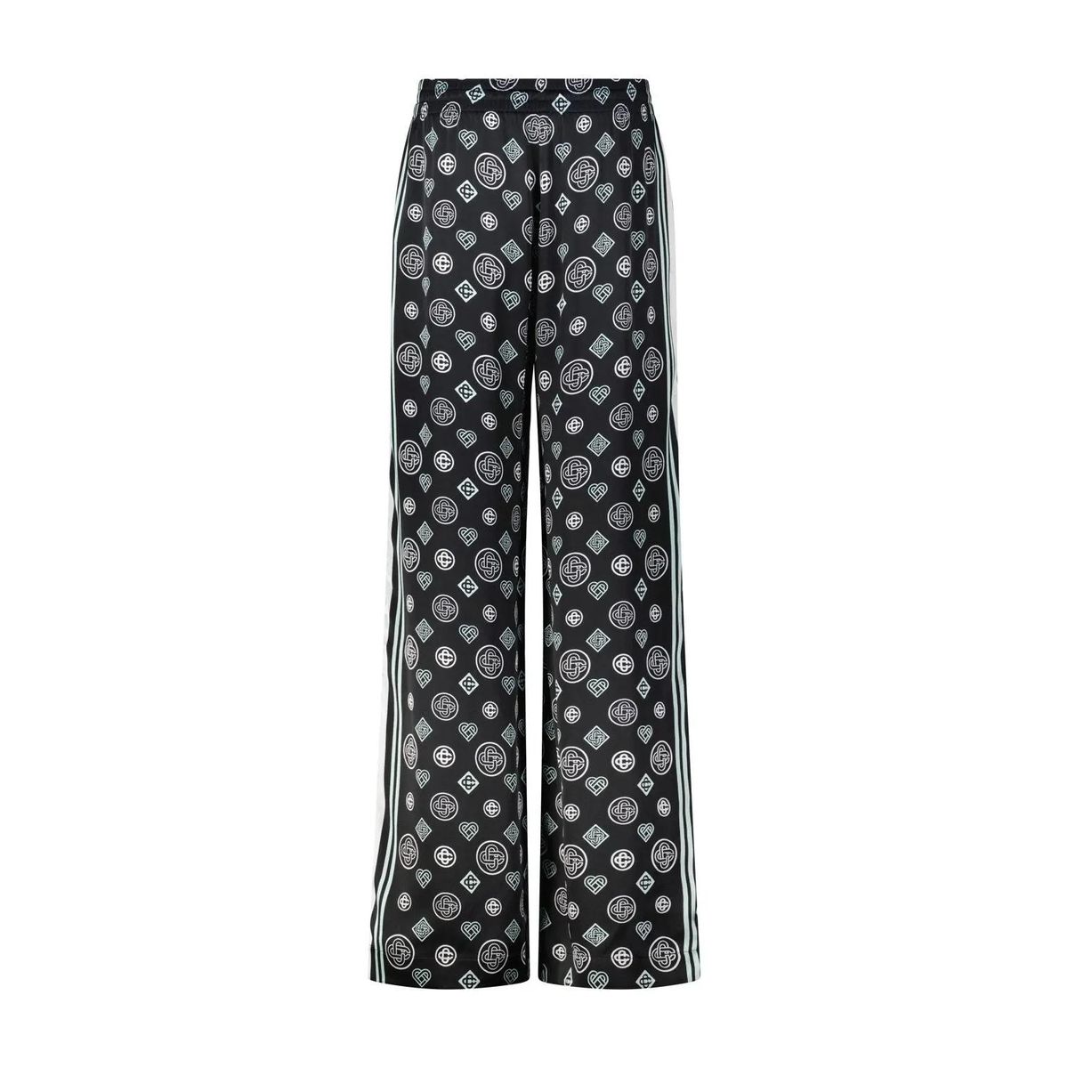 Seiden-Loungewear-Hose mit Monogramm-Print