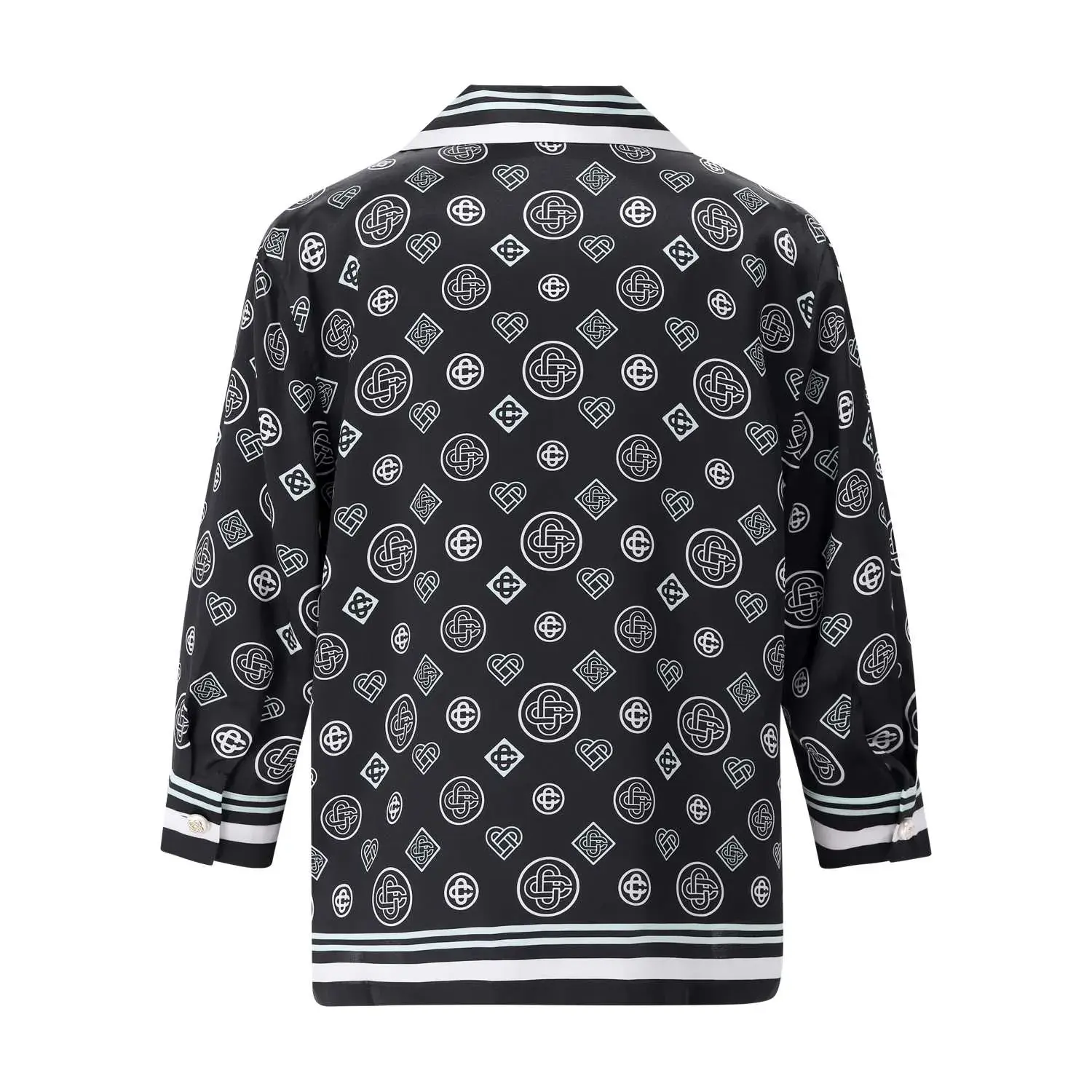 Seidensatin Monogramm Hemdbluse