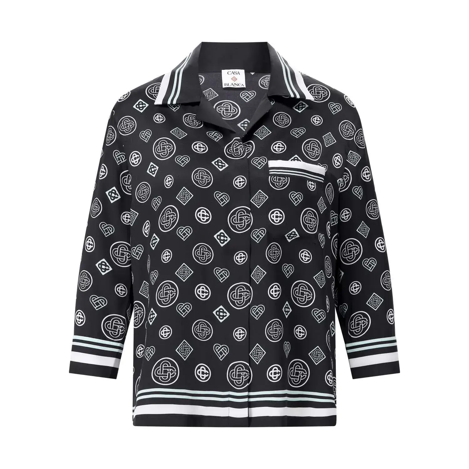 Seidensatin Monogramm Hemdbluse