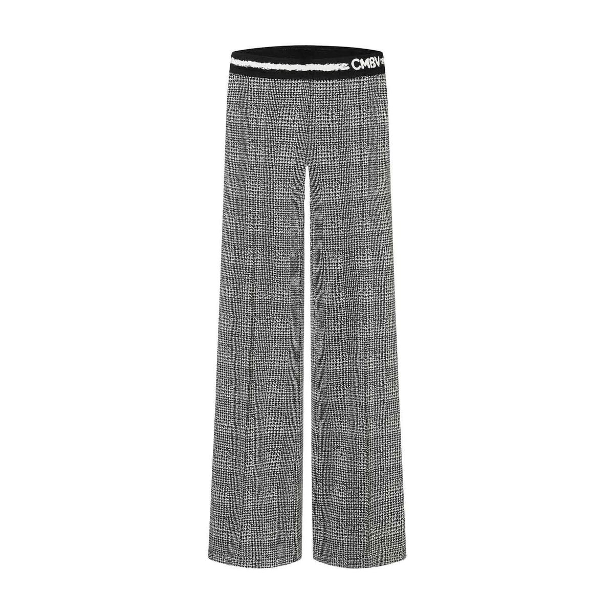 Hahnentritt Schlaghose mit Logo-Bund