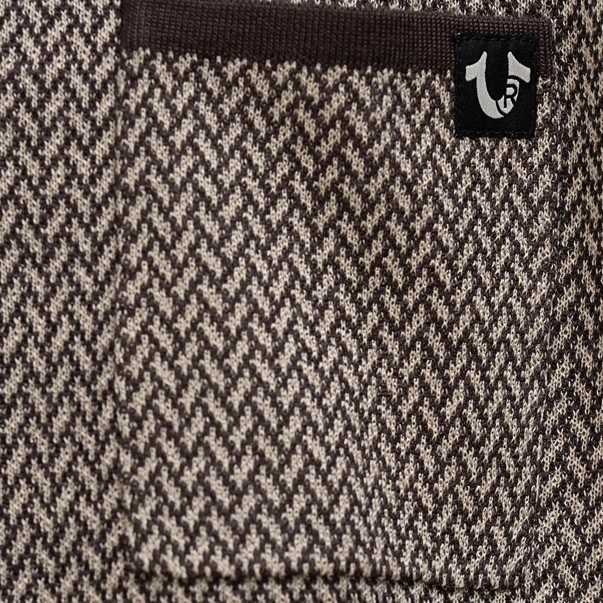 Braunes, strukturiertes Strick-Poloshirt