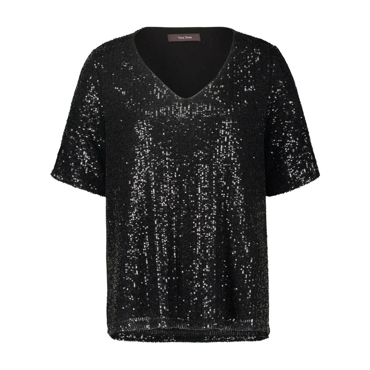 Paillettenbesetztes V-Ausschnitt Blusenshirt
