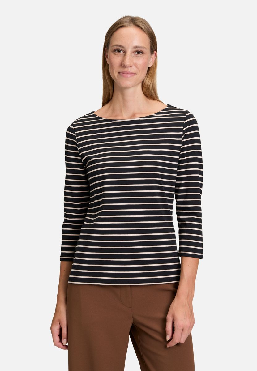 Gestreiftes Jersey-Top mit U-Boot-Ausschnitt