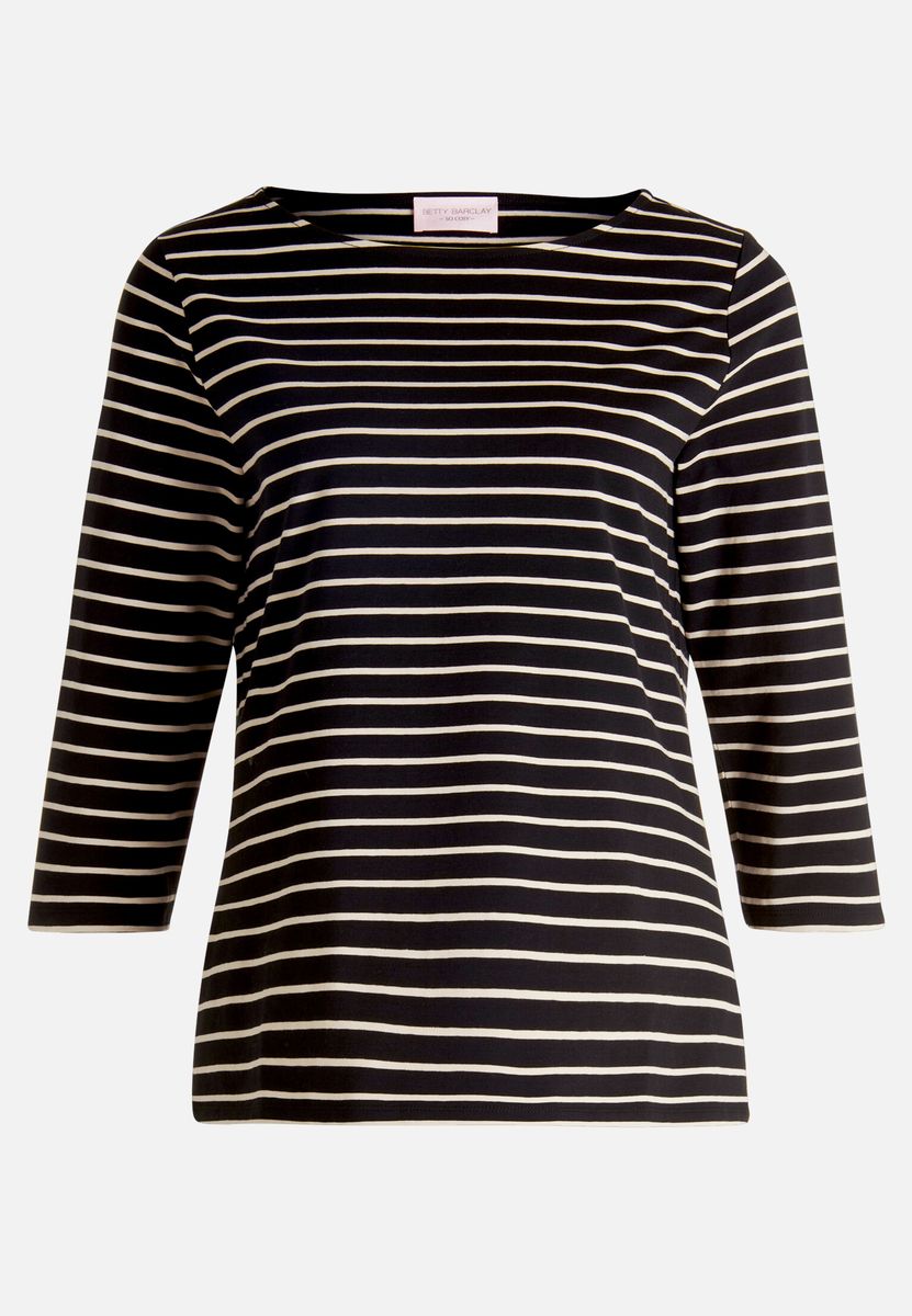 Gestreiftes Jersey-Top mit U-Boot-Ausschnitt