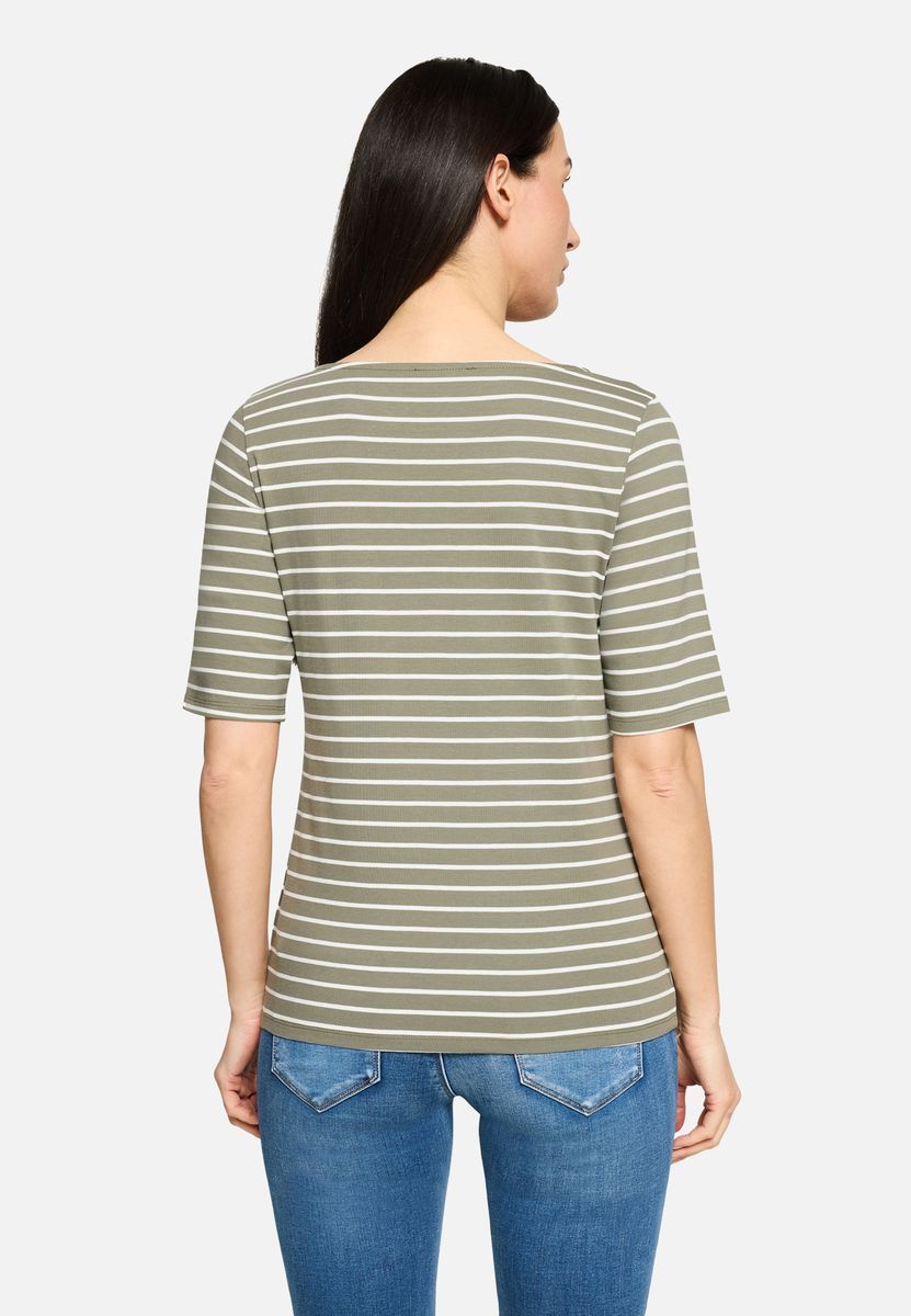 Gestreiftes Jersey-Top mit U-Boot-Ausschnitt