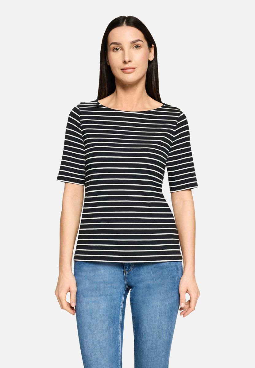 Gestreiftes Jersey-Top mit U-Boot-Ausschnitt
