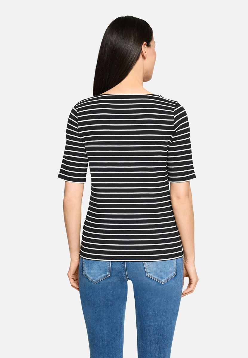 Gestreiftes Jersey-Top mit U-Boot-Ausschnitt