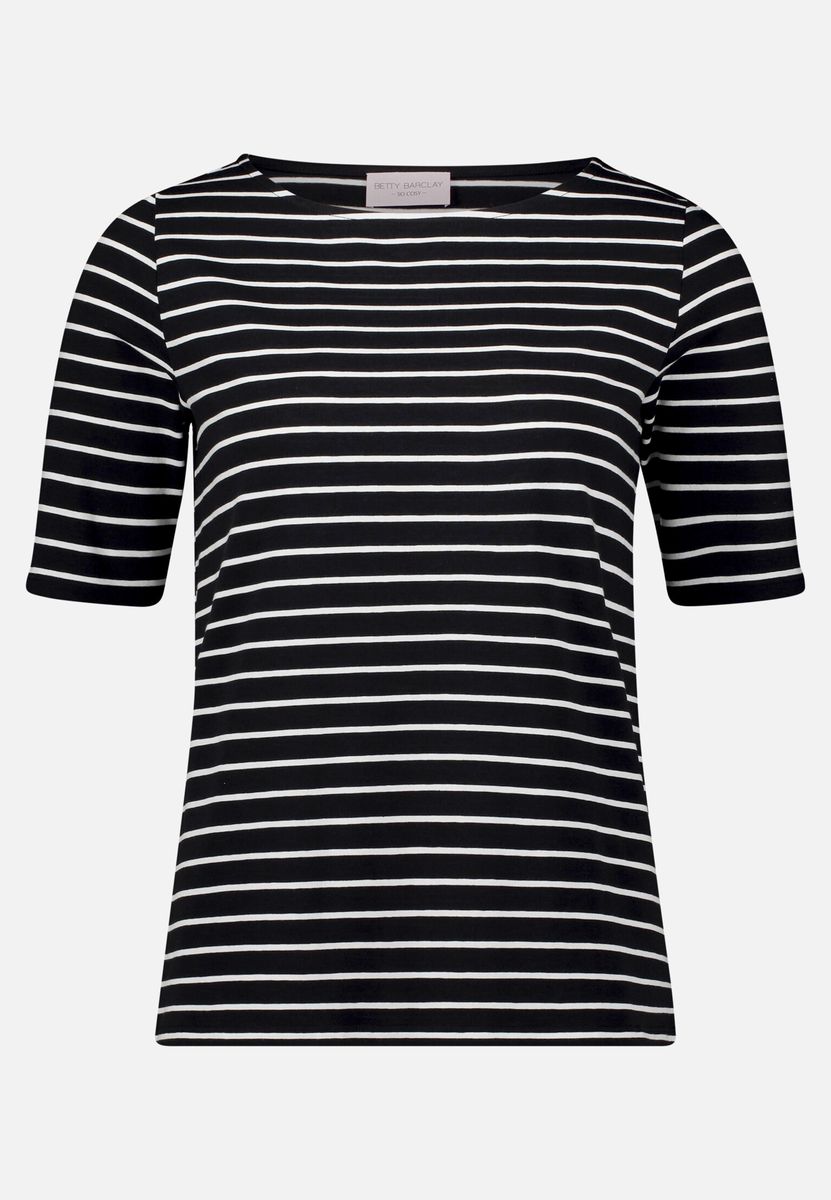 Gestreiftes Jersey-Top mit U-Boot-Ausschnitt