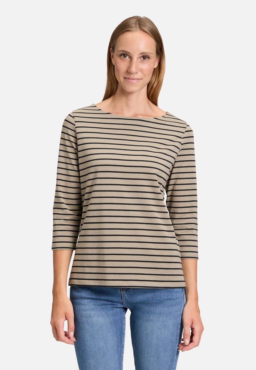 Gestreiftes Jersey-Top mit U-Boot-Ausschnitt