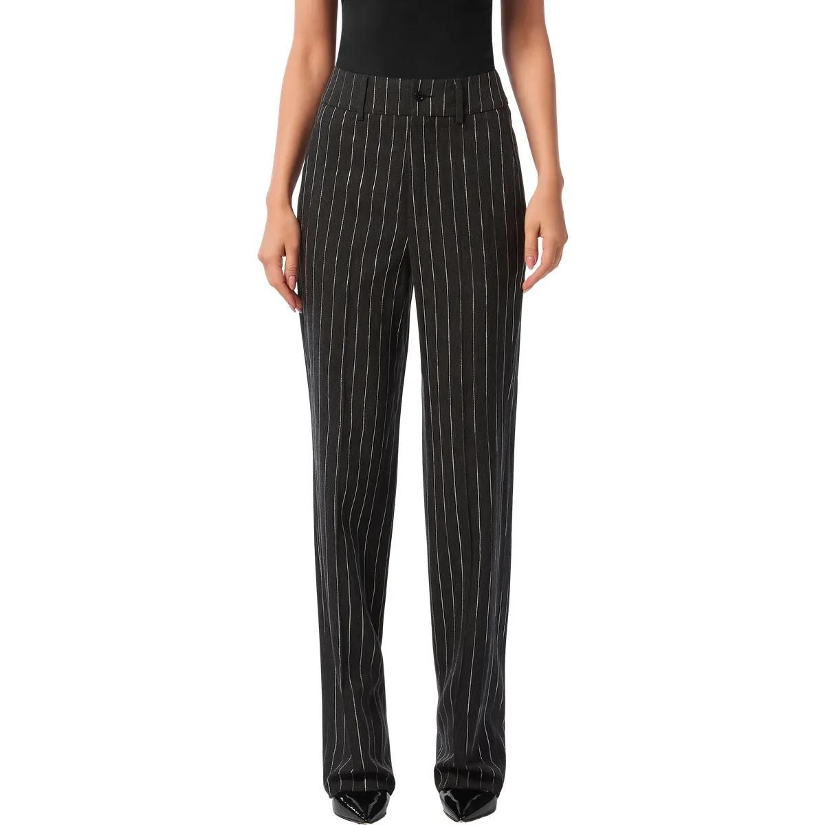 Gerade geschnittene Hose aus Wollmischgewebe mit Nadelstreifen