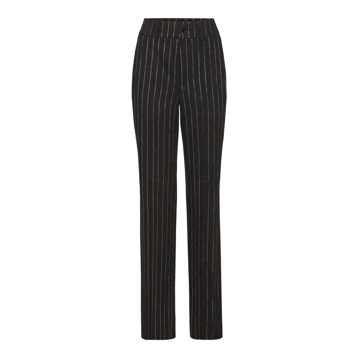 Gerade geschnittene Hose aus Wollmischgewebe mit Nadelstreifen