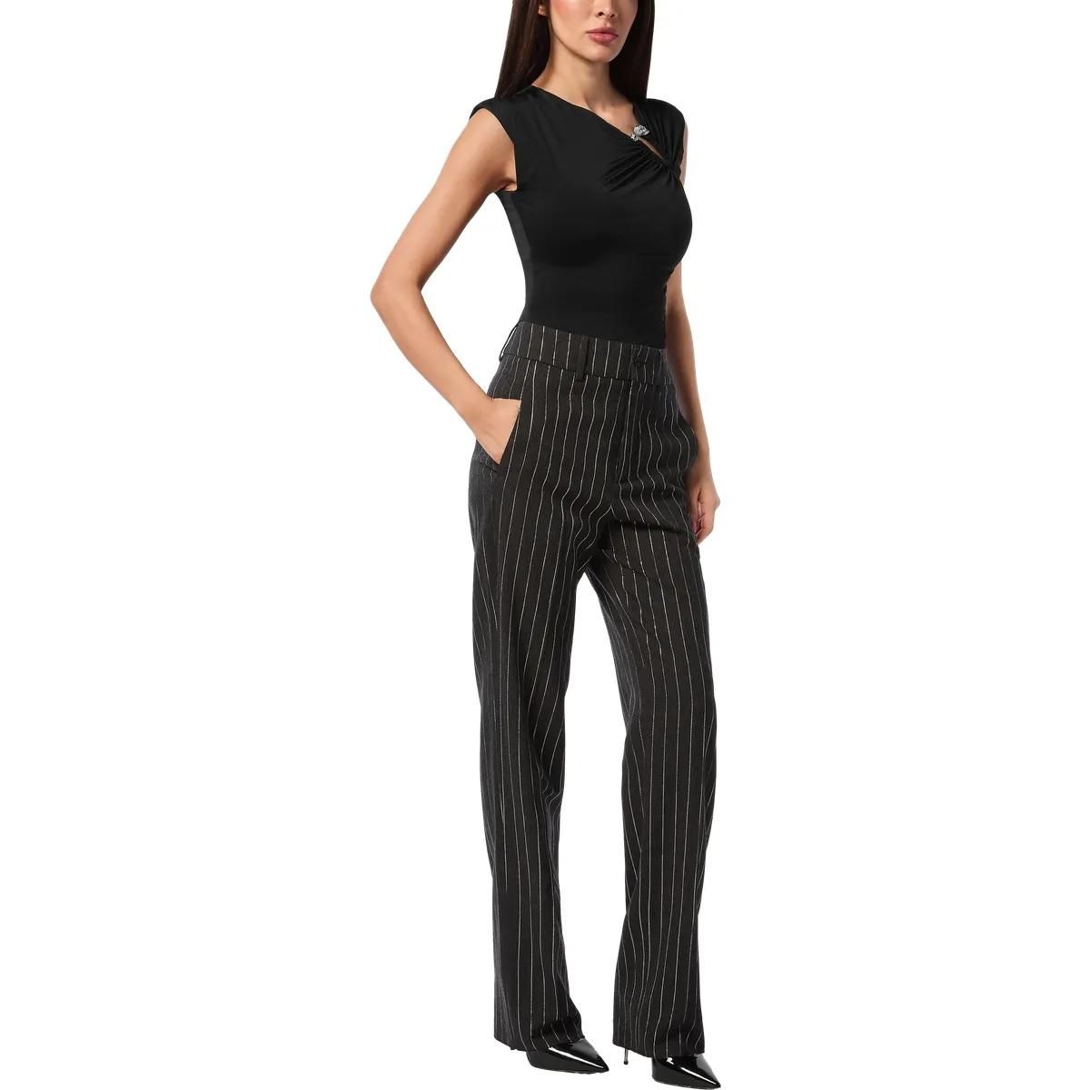 Gerade geschnittene Hose aus Wollmischgewebe mit Nadelstreifen