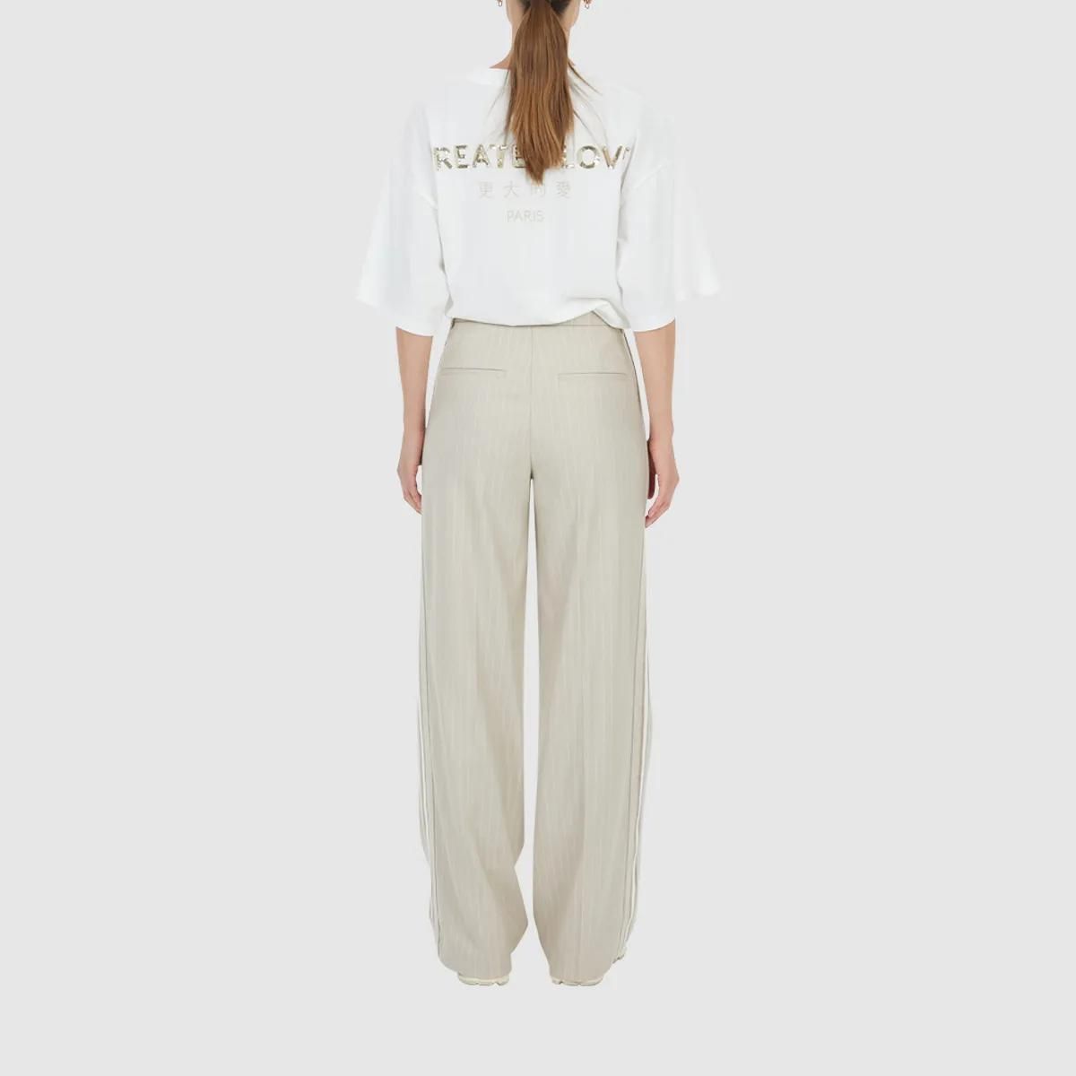 Gestreifte Hose mit weitem Bein, lockere Passform