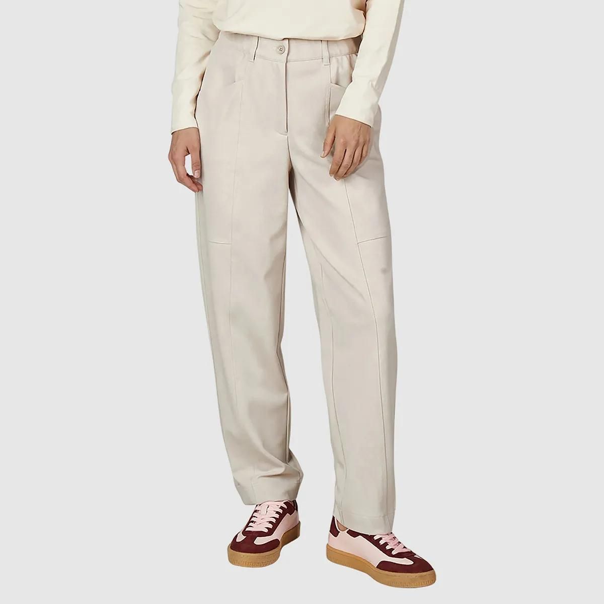 Beige High-Waist Twill-Jersey-Hose