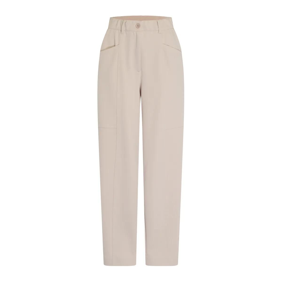 Beige High-Waist Twill-Jersey-Hose