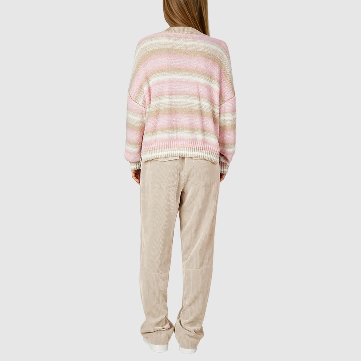 Gestreifter Alpaka-Mix Pullover mit V-Ausschnitt