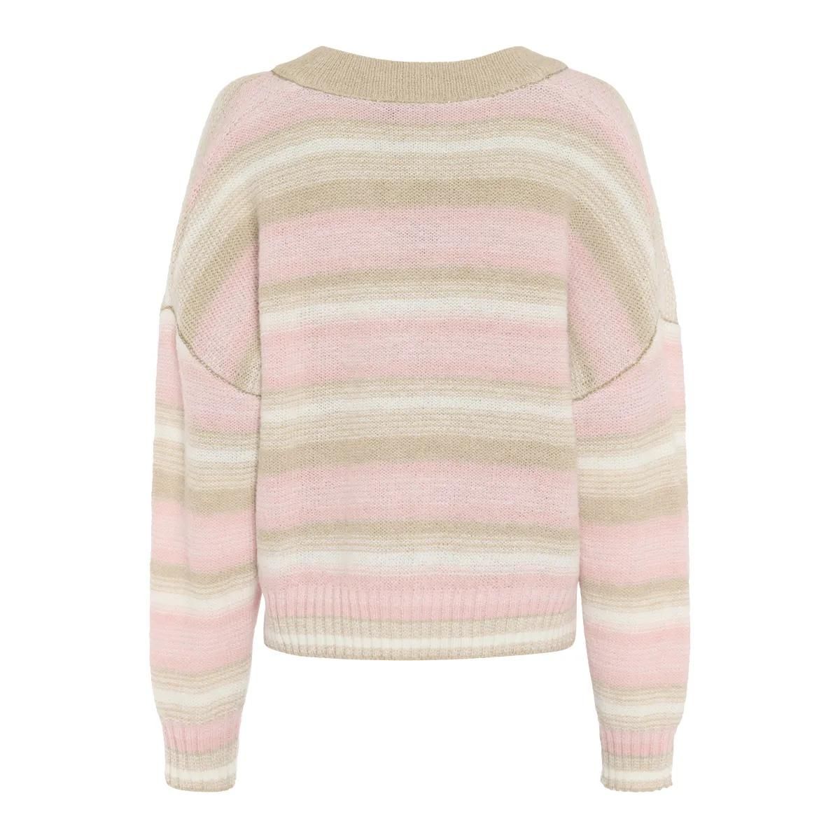 Gestreifter Alpaka-Mix Pullover mit V-Ausschnitt