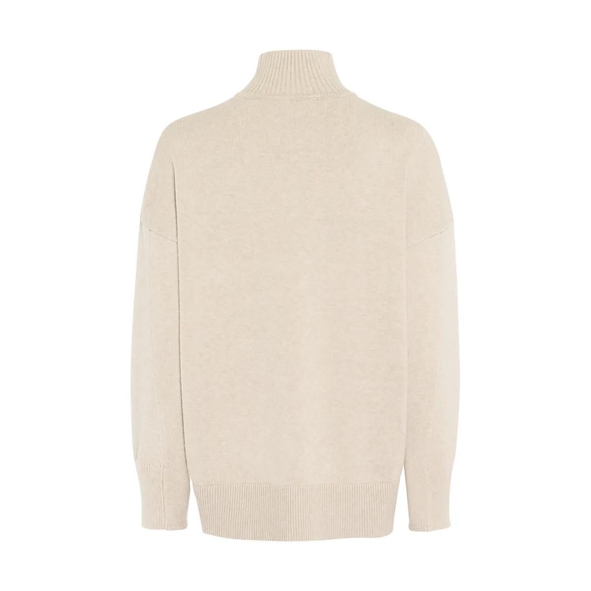 Beiger Rollkragen Strickpullover mit langen Ärmeln