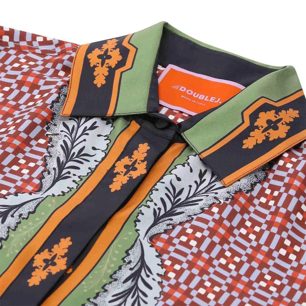 Gemustertes Seiden-Maxi-Hemdkleid