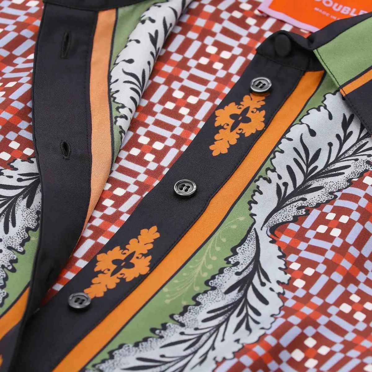 Gemustertes Seiden-Maxi-Hemdkleid