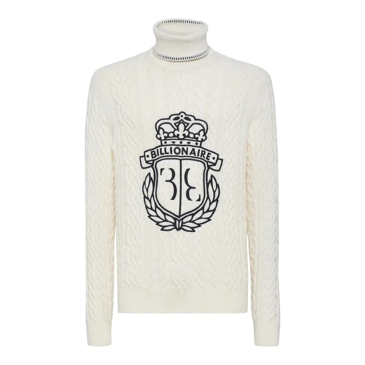 Rollkragenpullover mit Zopfmuster