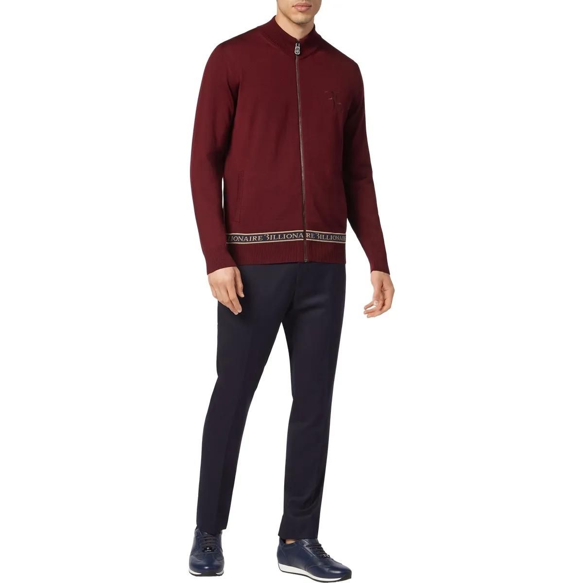 Burgunder Strickjacke mit Reißverschluss