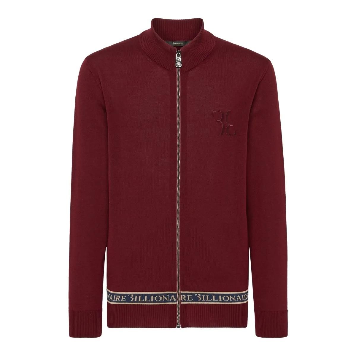 Burgunder Strickjacke mit Reißverschluss