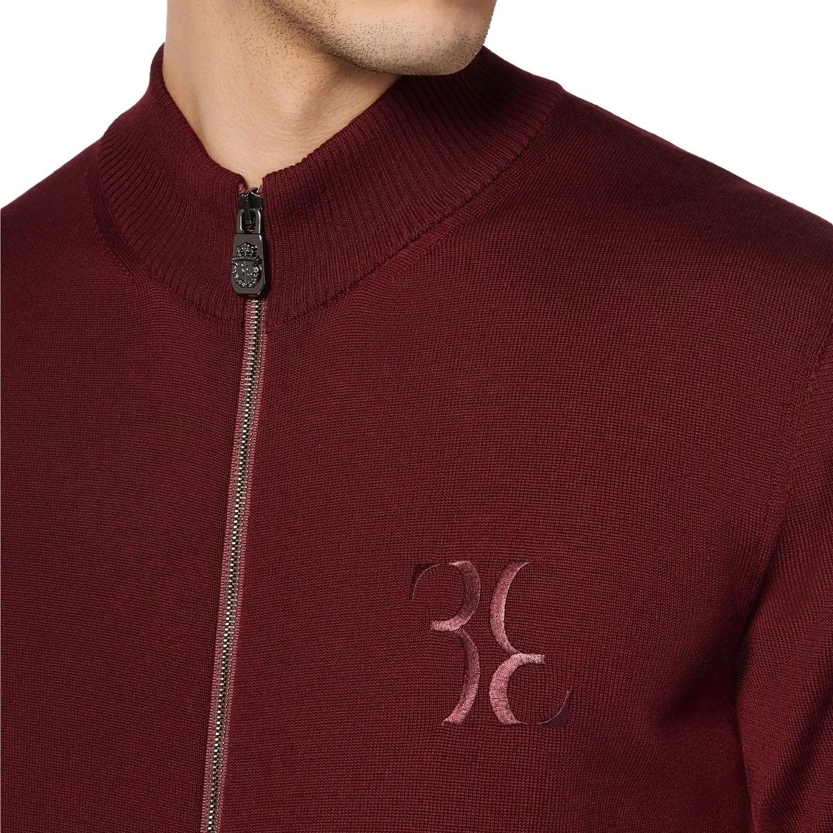 Burgunder Strickjacke mit Reißverschluss