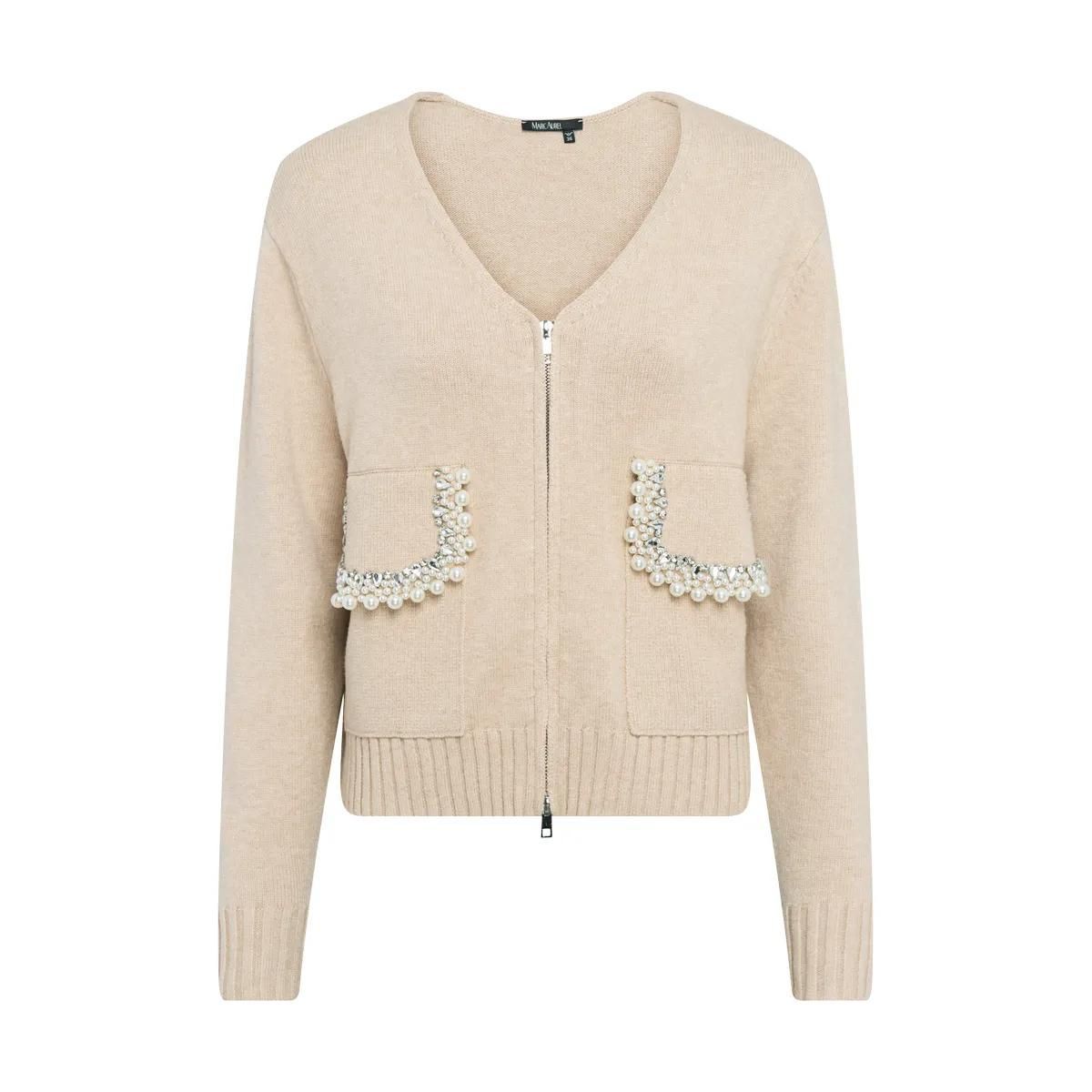 Elegante Strickjacke mit Perlenapplikation