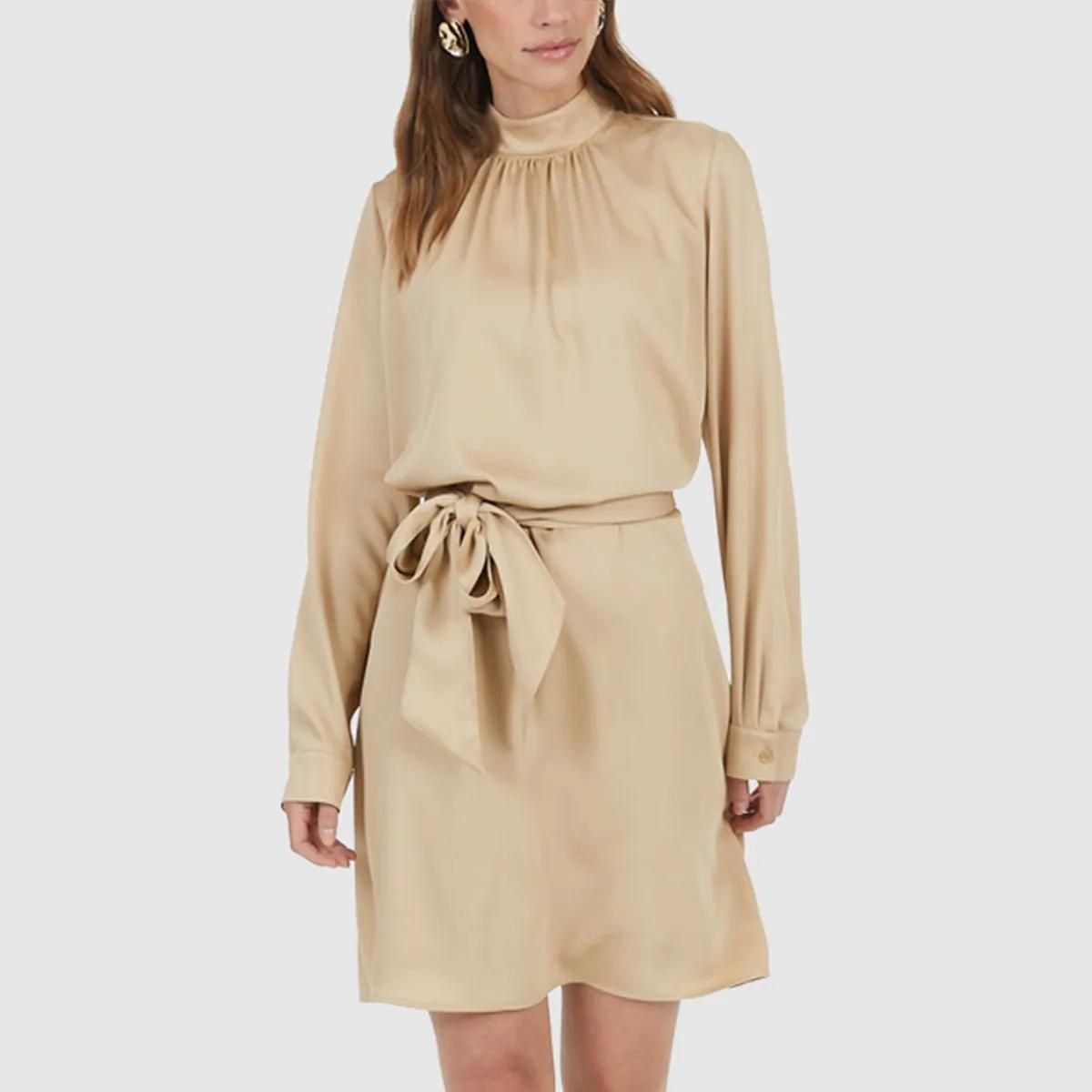 Elegantes Langarm-Minikleid mit Bindekragen