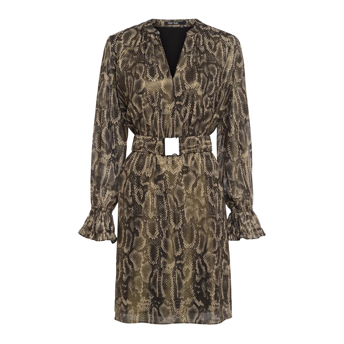 Mini-Kleid mit Gürtel und Schlangenmuster