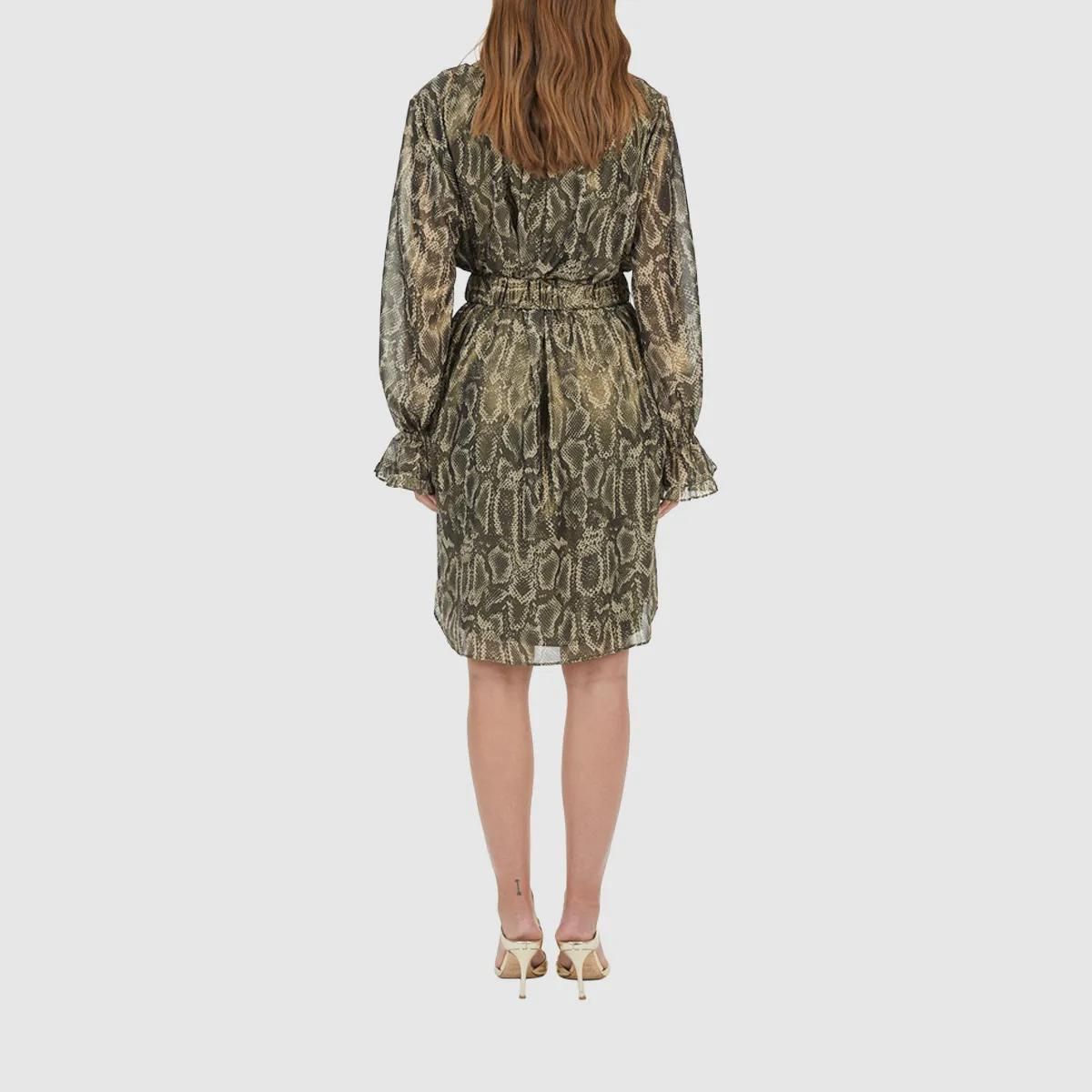 Mini-Kleid mit Gürtel und Schlangenmuster